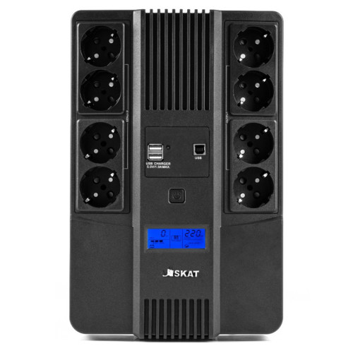 8933 ИБП SKAT-UPS 800-AID-IN-1x9-8 220В 480Вт, LCD, АКБ 1x 9Ач, line interactive, мод.синус, 8хSchuko,2xUS