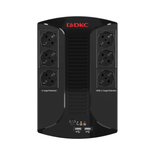 Линейно-интерактивный ИБП ДКС серии Info PDU, 600 ВА/360 Вт, 1/1, 6xSchuko,  USB для зарядки (2), USB + RJ11, 1x7Aч