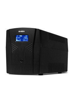ИБП SVEN Pro 1500 (LCD, USB), линейно-интерактивный, автоматический стабилизатор напряжения, 1500Вт, 900Ва, 3 евророзетки, USB, RJ-45, черный, габариты 140?350?175мм, 10кг./ UPS SVEN Pro 1500 (LCD, USB), linear-interactive, automatic voltage regulator, 15