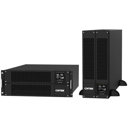 Источник бесперебойного питания/ ONTEK SM RT 6 (SB) BUL10, 6 кВА/6 кВт (PF=1) с внутренними аккумуляторными батареями с расчетным сроком службы 10 лет, выходными клеммами и выходными розетками 6шт х С13, 2шт х С19, с выключателем сервисного байпаса и выхо