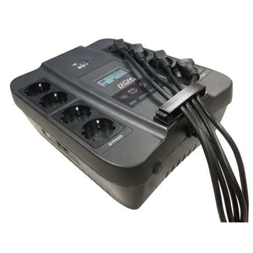 UPS SPD-750U LCD, line-interactive, digital display, 750 VA, 450 watts, 4 Euro sockets with backup power supply, 4 Euro sockets with filtering, USB protection RJ45/RJ11, lead acid battery 12V 9Ач, WxDxH 285х232х103мм, 7.4 kg