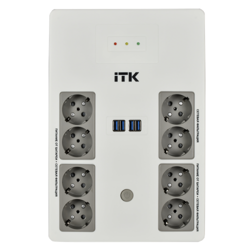ITK ELECTRA ST8 ИБП Линейно-интерактивный 1000ВА/600Вт LED АКБ 1х9AH 8хSchuko USB 4хUSB зарядки