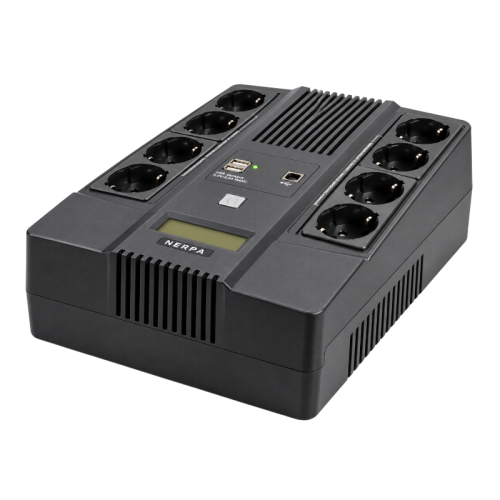 Источник бесперебойного питания NERPA RU 1000ВА/600Вт, LCD, 8 розеток Schuko, Зарядка USB, АКБ 9 Ач/12 В