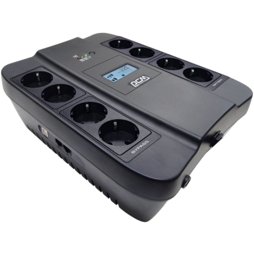 UPS SPD-750U LCD, line-interactive, digital display, 750 VA, 450 watts, 4 Euro sockets with backup power supply, 4 Euro sockets with filtering, USB protection RJ45/RJ11, lead acid battery 12V 9Ач, WxDxH 285х232х103мм, 7.4 kg