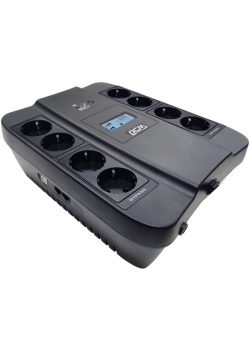 UPS SPD-900U LCD, line-interactive, digital display, 900 VA, 540 W, 4 Euro sockets with backup power supply, 4 Euro sockets with filtering, USB protection RJ45/RJ11, lead acid battery 12V 9 Ah, WxDxH 285х232х103мм, 7.5 kg