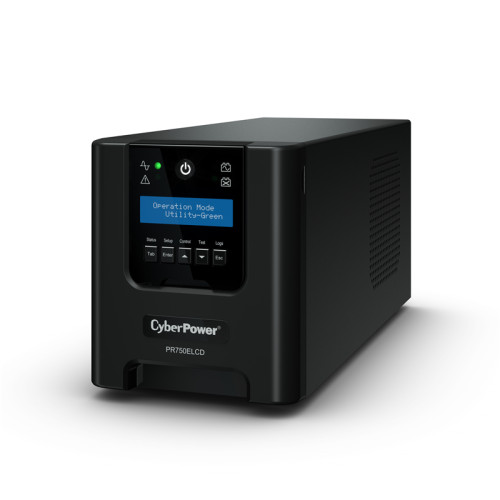 ИБП CyberPower PR750ELCD, Line-Interactive, 750VA/675W, 6 IEC-320 С13 розеток, USB&Serial, SNMPslot, LCD дисплей, Black, 0.48х0.27х0.28м., 13.5кг./ UPS Line-Interactive CyberPower  PR750ELCD 750VA/675W USB/RS-232/EPO/SNMPslot (6 IEC С13)