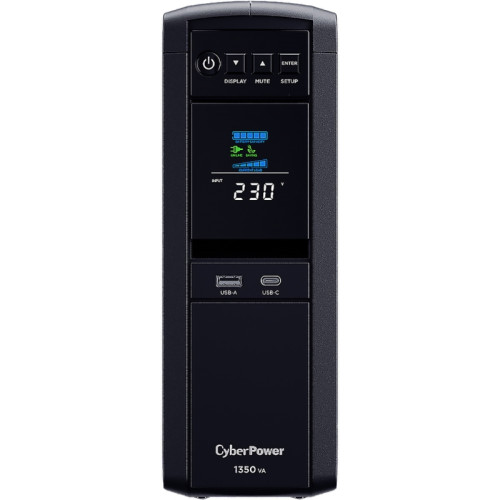 Источник бесперебойного питания/ UPS Line-Interactive CyberPower CP1350EPFCLCD 1350VA/810W USB/RS-232/RJ11/45/USB/SNMPslot  charger A/С (6 EURO), с чистым синусом при работе от АКБ