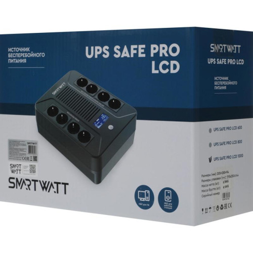 Источник бесперебойного питания Smartwatt SAFE PRO LCD 1000 600Вт 1000ВА черный