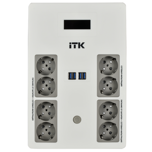 ITK ELECTRA ST8 ИБП Линейно-интерактивный 1000ВА/600Вт LCD АКБ 1х9AH 8хSchuko USB 4хUSB зарядки