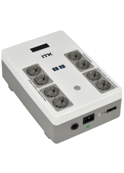 ITK ELECTRA ST8 ИБП Линейно-интерактивный 1000ВА/600Вт LCD АКБ 1х9AH 8хSchuko USB 4хUSB зарядки