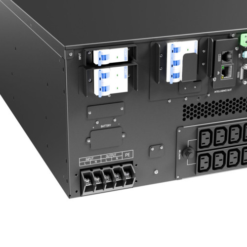Источник бесперебойного питания/ ONTEK SM RT 10 (SB), 10 кВА/10 кВт (PF=1) с внутренними аккумуляторными батареями 20шт/9Ач, выходными клеммами и выходными розетками 8шт х С13, 4шт х С19, с выключателем сервисного байпаса и выходным выключателем, зарядное