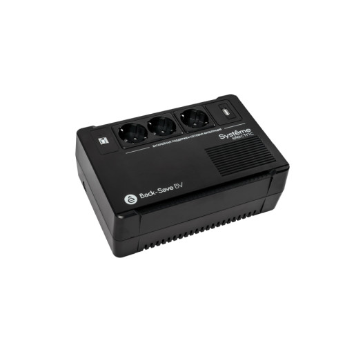 ИБП Systeme Electric Back-Save BV 400 ВА, автоматическая регулировка напряжения, 3 розетки Schuko, 230 В, 1 USB Type-A