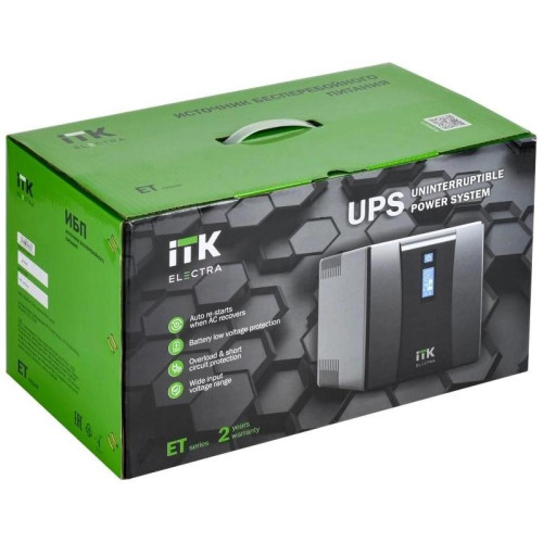 Источник бесперебойного питания ITK Electra 720Вт 1200ВА черный