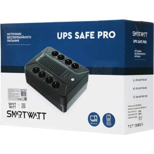 Источник бесперебойного питания Smartwatt SAFE PRO 800 480Вт 800ВА черный