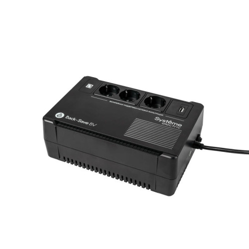 ИБП Systeme Electric Back-Save BV 400 ВА, автоматическая регулировка напряжения, 3 розетки Schuko, 230 В, 1 USB Type-A ИБП Systeme Electric Back-Save BV 400 ВА, автоматическая регулировка напряжения, 3 розетки Schuko, 230 В, 1 USB Type-A