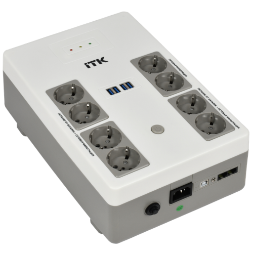 ITK ELECTRA ST8 ИБП Линейно-интерактивный 800ВА/480Вт LED АКБ 1х9AH 8хSchuko USB 4хUSB зарядки