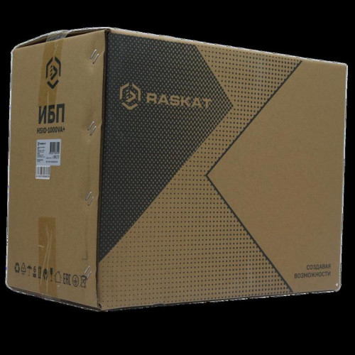Источник бесперебойного питания  ИБП Raskat HSIO-1000VA 1000ВА, 900Вт, 1xCEE7, 1xIEC320, USB type-B, 2xRJ-45, 1xRS232
