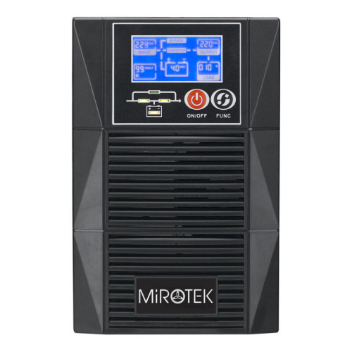 ИБП Mirotek M11T двойного преобразования/ ИБП Mirotek M11T двойного преобразования. Мощность 1кВА/0.9кВт, Tower форм-фактор, ШхГхВ: 144х353х222мм, LCD-дисплей, RS232, USB, EPO, слот для карты расширения, фильтрация RJ11-RJ45, встроенная батарея 3х12В*7Ач 