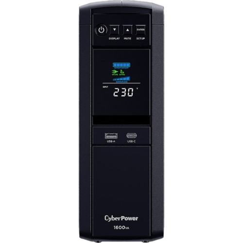 Источник бесперебойного питания/ UPS Line-Interactive CyberPower CP1600EPFCLCD 1600VA/1000W USB/RS-232/RJ11/45/USB/SNMPslot  charger A/С (6 EURO), с чистым синусом при работе от АКБ