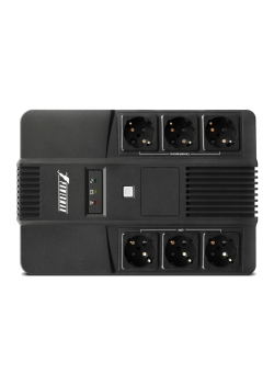 ИБП POWERMAN Brick 600, линейно-интерактивный, 600ВА, 360Вт,   3 евророзетки с резервным питанием, 3 евророзетки с фильтрацией, защита RJ45/RJ11, батарея 12В 7Ач 1 шт.,  293мм х 202мм х 93мм, 4.5 кг./ UPS POWERMAN Brick 600, line-interactive, 600VA, 360W,