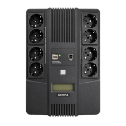 Источник бесперебойного питания NERPA RU 1000ВА/600Вт, LCD, 8 розеток Schuko, Зарядка USB, АКБ 9 Ач/12 В