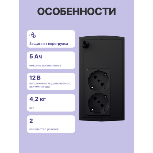 ИБП CyberPower UTI875E, линейно-интерактивный, 875Вт/425В (2 евророзетки)/ UPS CyberPower UTI875E, Line-Interactive, 875VA/425W (2 EURO)