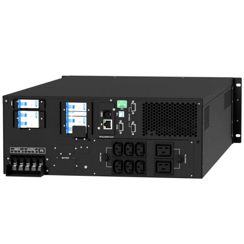Источник бесперебойного питания/ ONTEK SM RT 6 (SB) PL, 6 кВА/6 кВт (PF=1) с внутренними аккумуляторными батареями, выходными клеммами и выходными розетками 6шт х С13, 2шт х С19, с выключателем сервисного байпаса и выходным выключателем, зарядное устройст
