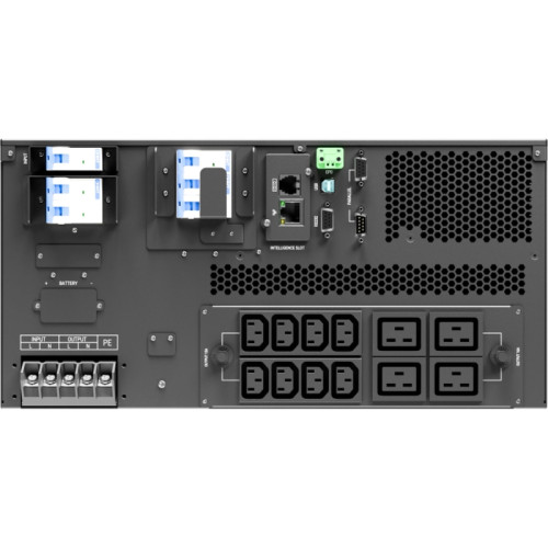 Источник бесперебойного питания/ ONTEK SM RT 10 (SB) PL, 10 кВА/10 кВт (PF=1) с внутренними аккумуляторными батареями 20шт/9Ач, выходными клеммами и выходными розетками 8шт х С13, 4шт х С19, с выключателем сервисного байпаса и выходным выключателем, заряд