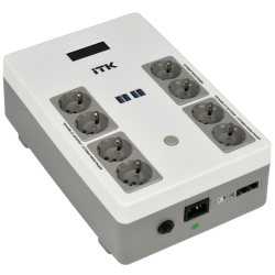ITK ELECTRA ST8 ИБП Линейно-интерактивный 800ВА/480Вт LCD АКБ 1х9AH 8хSchuko USB 4хUSB зарядки