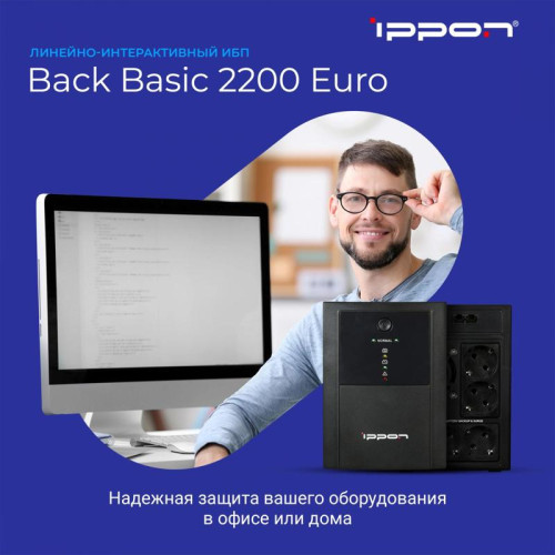 Источник бесперебойного питания Ippon Back Basic 2200 Euro 1320Вт 2200ВА черный