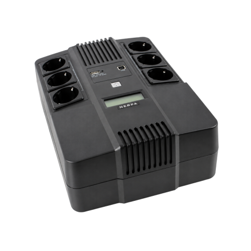 Источник бесперебойного питания NERPA RU 800ВА/480Вт, LCD, 6 розеток Schuko, Зарядка USB, АКБ 9 Ач/12 В