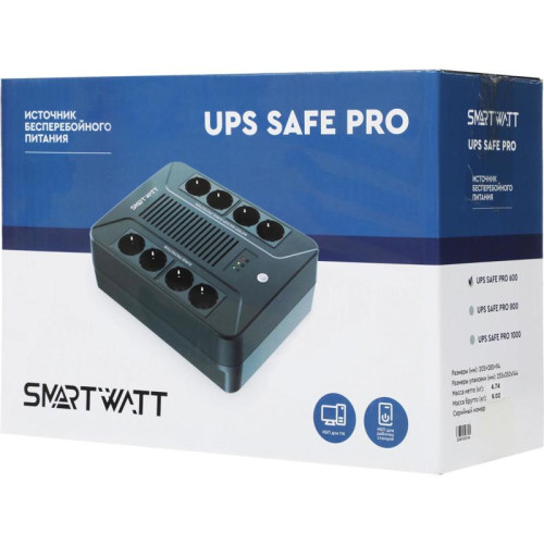 Источник бесперебойного питания Smartwatt SAFE PRO 600 360Вт 600ВА черный