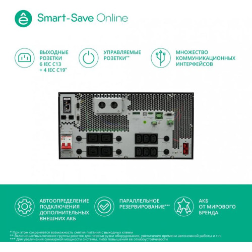 Источник бесперебойного питания Systeme Electriс SRT SRTSE5KRTXLIEC-NC 5000Вт 5000ВА черный