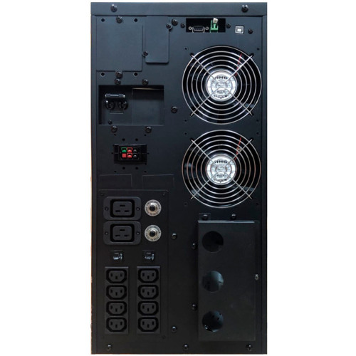 UPS Powercom MAC-10K, double conversion, 10KVA, 10KW, LCD, Tower, 8 IEC320 C13 sockets with backup power, 2 C19 sockets, terminal block, USB, RS-232, SNMP card slot, EPO, RJ45 protection, WxDxH 257x590x570mm., weight 88.4kg.
