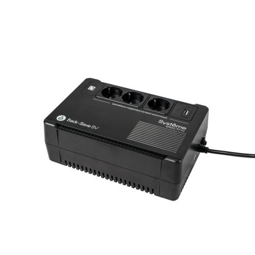 ИБП Systeme Electric Back-Save BV 400 ВА, автоматическая регулировка напряжения, 3 розетки Schuko, 230 В, 1 USB Type-A
