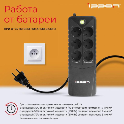 Источник бесперебойного питания Ippon Back Verso 800 420Вт 800ВА черный