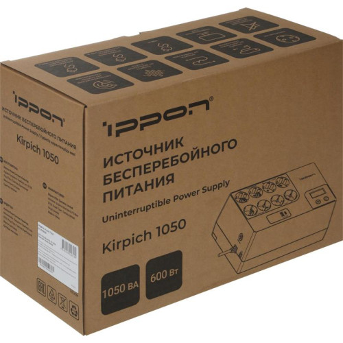 Источник бесперебойного питания Ippon Kirpich 1050 600Вт 1050ВА черный