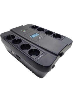 UPS SPD-1100U LCD, line-interactive, digital display, 1100 VA, 605 W, 4 Euro sockets with backup power supply, 4 Euro sockets with filtering, USB protection RJ45/RJ11,lead acid battery 12V 9Ач, WxDxH 285х232х103мм, 7.8 kg