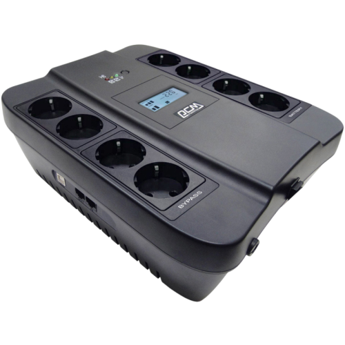 UPS SPD-1100U LCD, line-interactive, digital display, 1100 VA, 605 W, 4 Euro sockets with backup power supply, 4 Euro sockets with filtering, USB protection RJ45/RJ11,lead acid battery 12V 9Ач, WxDxH 285х232х103мм, 7.8 kg