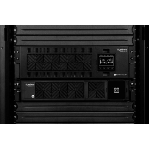 ИБП Systeme Electric Smart-Save Online SRV 10000 ВА, монтаж в стойку 5U, 230 В, 1:1, клеммный вход/выход, SmartSlot, LCD, USB, версия с возможностью увеличения времени автономии, 2 кор.