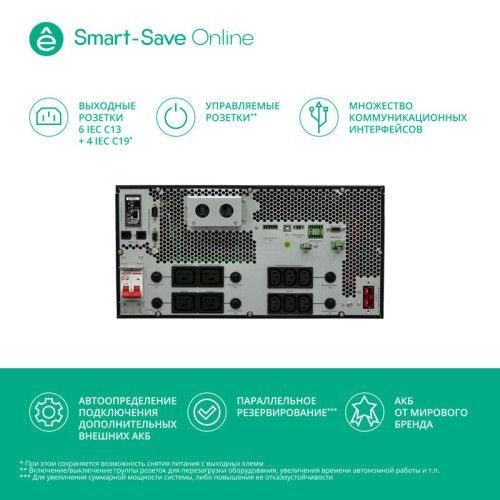 Источник бесперебойного питания Systeme Electriс SRT SRTSE6KRTXLIEC-NC 6000Вт 6000ВА черный Источник бесперебойного питания Systeme Electriс SRT SRTSE6KRTXLIEC-NC 6000Вт 6000ВА черный