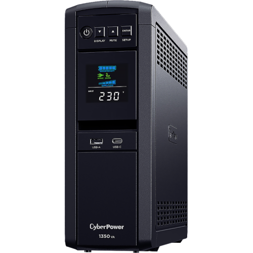 Источник бесперебойного питания/ UPS Line-Interactive CyberPower CP1350EPFCLCD 1350VA/810W USB/RS-232/RJ11/45/USB/SNMPslot  charger A/С (6 EURO), с чистым синусом при работе от АКБ