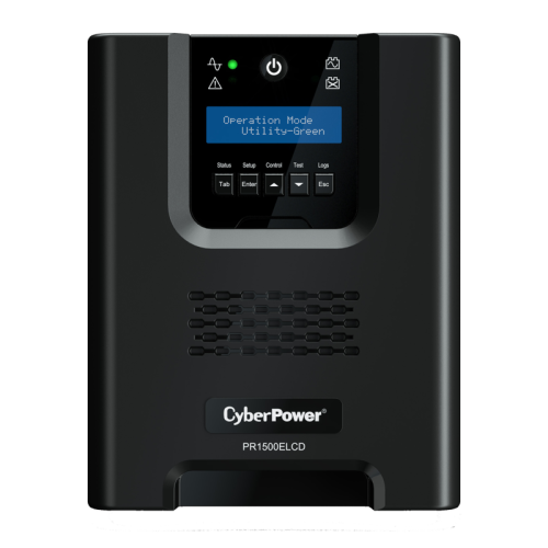 ИБП CyberPower PR1500ELCD, Line-Interactive, 1500VA/1350W, 8 IEC-320 С13 розеток, USB&Serial, SNMPslot, LCD дисплей, Black, 0.5х0.3х0.35м., 28.3кг./ UPS Line-Interactive CyberPower PR1500ELCD 1500VA/1350W USB/RS-232/EPO/SNMPslot (8 IEC С13)