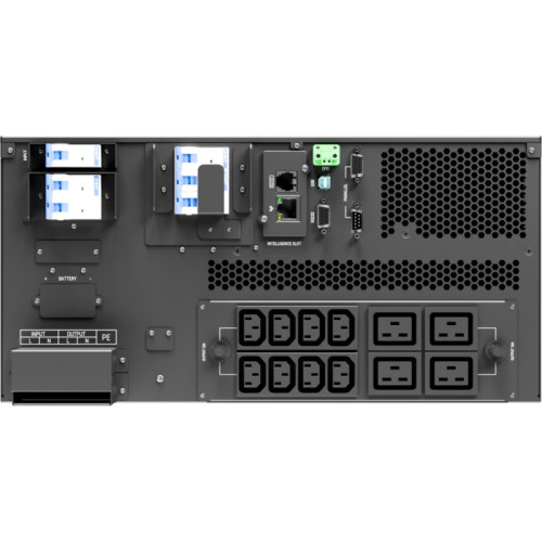 Источник бесперебойного питания/ ONTEK SM RT 10 (SB) PL, 10 кВА/10 кВт (PF=1) с внутренними аккумуляторными батареями 20шт/9Ач, выходными клеммами и выходными розетками 8шт х С13, 4шт х С19, с выключателем сервисного байпаса и выходным выключателем, заряд
