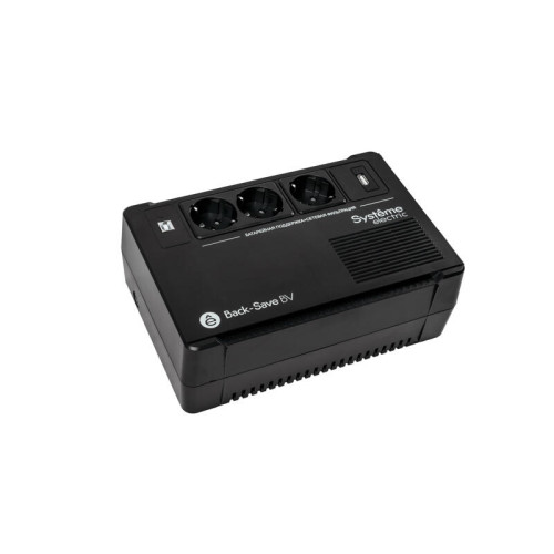 ИБП Systeme Electric Back-Save BV 400 ВА, автоматическая регулировка напряжения, 3 розетки Schuko, 230 В, 1 USB Type-A ИБП Systeme Electric Back-Save BV 400 ВА, автоматическая регулировка напряжения, 3 розетки Schuko, 230 В, 1 USB Type-A