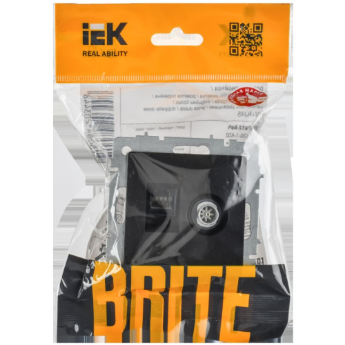 Розетка двойная/ BRITE Розетка двойная TV+RJ-45 кат.5E РТВ/РК12-БрЧ черный