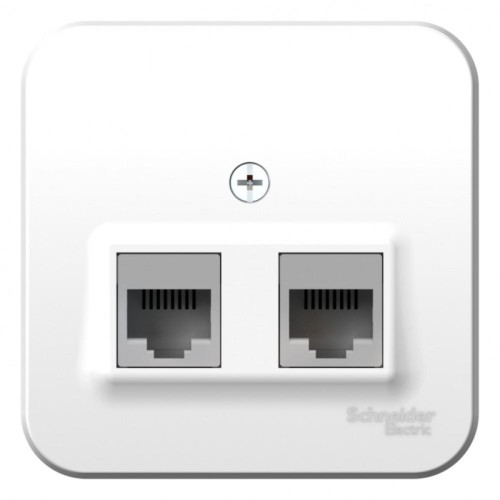Розетка/ Розетка BLANCA наружная двойная компьютерная RJ45, кат.5e, с изолирующей пластиной, белый