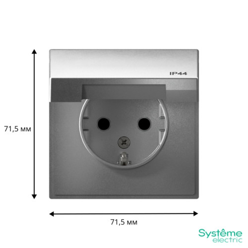 ARTGALLERY розетка с заземл. со шт. с крышк, 16А, IP44, механизм, алюминий