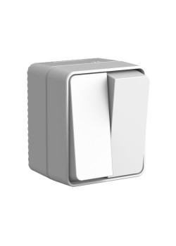 Выключатель/ AtlasDesign PROFI IP54 открытой установки 2-клавишный выключатель 10 АХ, серый