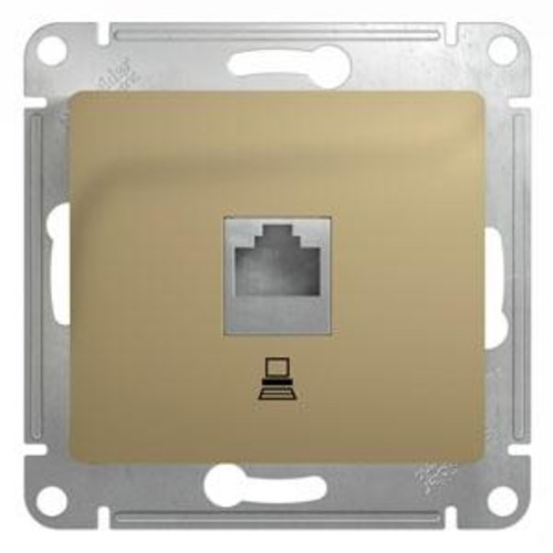 Розетка компьютерная/ GLOSSA розетка компьютерная RJ45 категория 5е в рамку титан
